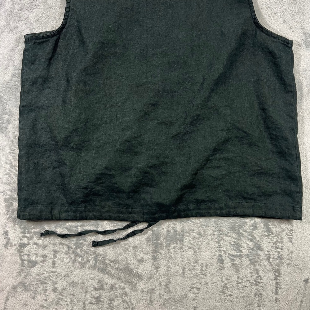 Bice by Sagharbor Linen Hooded Top Womens Large Black Sleeveless Vest Casual Fit - Picture 11 of 11